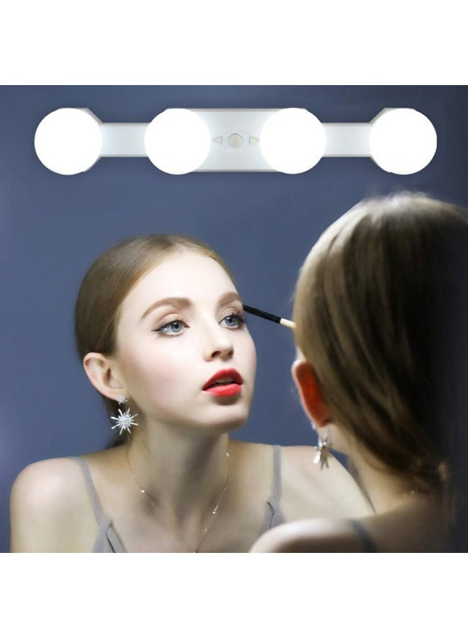 مصابيح مكياج لاسلكية محمولة، مجموعة مصابيح LED لطاولة الزينة على طراز هوليوود قابلة لإعادة الشحن عبر USB، 4 مصابيح قابلة للتعتيم، مصابيح إضاءة متعددة الوظائف تعمل بالبطارية لطاولة الزينة والحمام (بدون مرآة) - Image 1